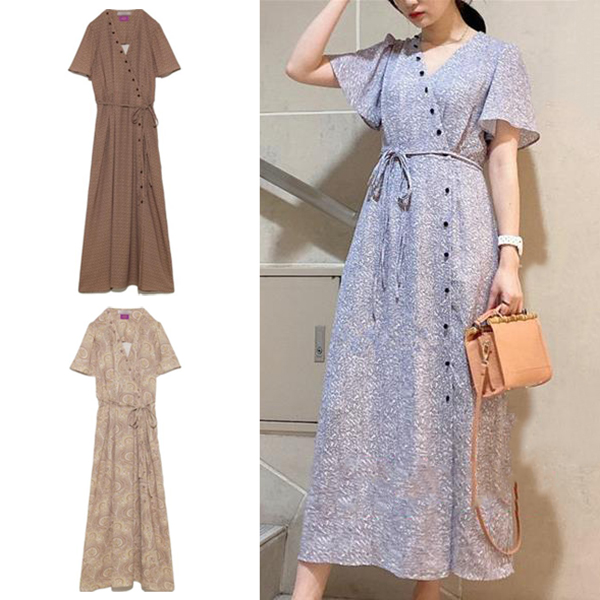 Fubail リバティプリントカシュクールワンピース Fubail リバティプリントカシュクールワンピース