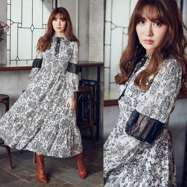 herlipto Winter Floral Long-sleeve Dress - comunidadplanetaazul.com